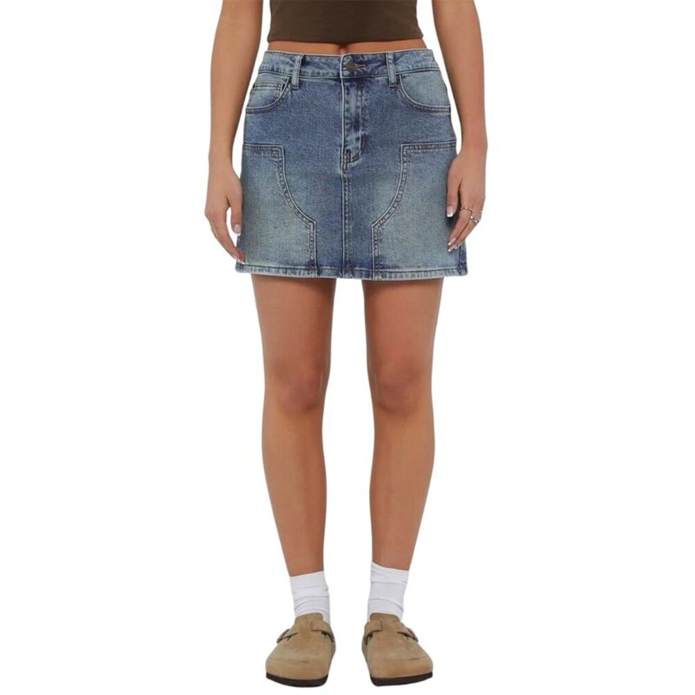 Guess Womens/Ladies Panel Denim Mini Skirt / Washed Blue